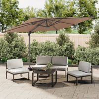 Zweefparasol met aluminium paal 300x300 cm taupe - thumbnail