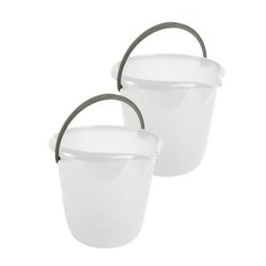 Hega Hogar Emmer - 2x stuks - wit - kunststof - met handvat - 10 liter