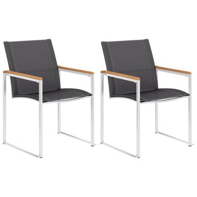 Tuinstoelen 2 st textileen en roestvrij staal grijs