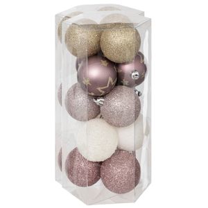 Kerstballen - 30x stuks - champagne/roze/goud - 5 cm - kunststof