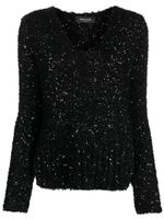 Fabiana Filippi pull orné de sequins à col v - Noir