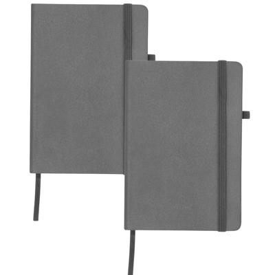 Notitieboekje / opschrijfboekje A5 - 2x - grijs - 15 x 21 cm - harde kaft