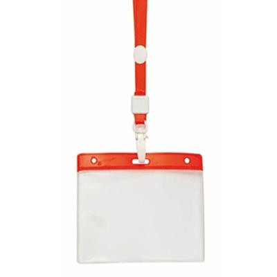 Badgehouders - 10x - rood - 11 x 58 cm - kunststof/plastic - keycord - naamkaarthouders