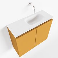 Toiletmeubel Mondiaz Ture | 60 cm | Meubelkleur Ocher | Eden wastafel Talc Rechts | Zonder kraangat