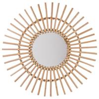 Wandspiegel Sun Jane - Boho/ibiza stijl - rotan - lichtbruin - rond - 58 cm