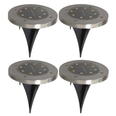 Gerim Tuinverlichting - 4x stuks - grondspotjes - solar - LED - 14 cm