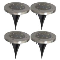 Gerim Tuinverlichting - 4x stuks - grondspotjes - solar - LED - 14 cm