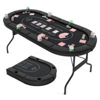 Opvouwbare Pokertafel voor 8 Spelers Speeltafel met Bekerhouders en Gevoerde Armsteun Zwart