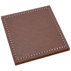 Onderzetters voor glazen - 4x - bruin - kunstleder - 10 x 10 cm