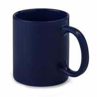 Koffie mokken/bekers - 1x - keramiek - glans - met oor - donkerblauw - 370 ml
