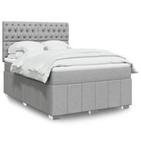 Boxspring met matras stof lichtgrijs 140x190 cm