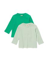 HEMA Baby T-shirts Rib Biologisch Katoen - 2 Stuks Groen (groen) - thumbnail