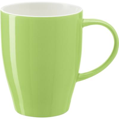 Koffie mokken/bekers Paris - 1x - porselein - met oor - lime groen - 350 ml - stijlvolle vorm