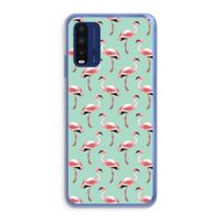 Flamingoprint groen: Xiaomi Redmi 9T Transparant Hoesje