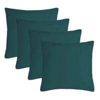 Stof Textile sierkussen Nelson - 4x - petrol - 40 x 40 cm - bank kussens - polyester