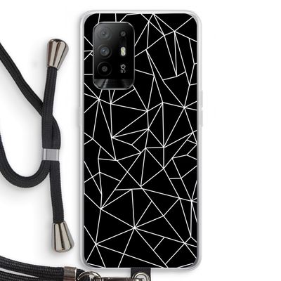 Geometrische lijnen wit: Oppo A94 5G Transparant Hoesje met koord