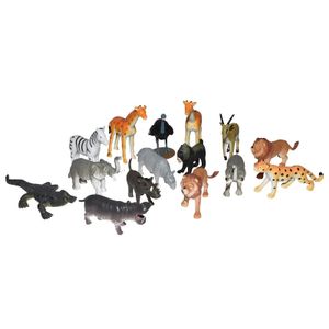 Plastic speelgoed safari dieren speelset 15-delig   -