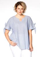Yoek Blouse pearls STRIPE | Blauw | Maat XXL