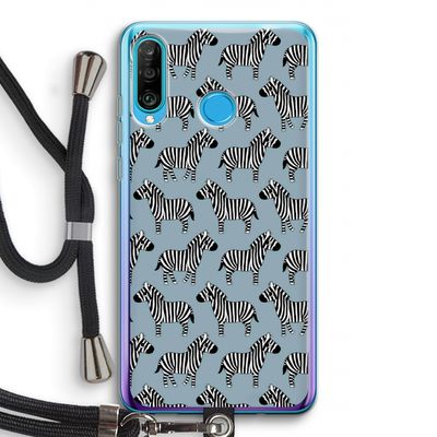 Zebra: Huawei P30 Lite Transparant Hoesje met koord