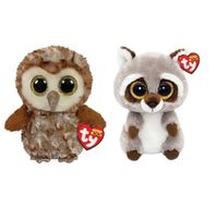 Ty - Knuffel - Beanie Boo's - Percy Owl & Racoon