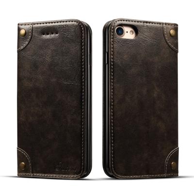Voor iPhone 8/7 barok eenvoudige horizontale Flip lederen draagtas met houder & kaartsleuven & portemonnee (zwart)