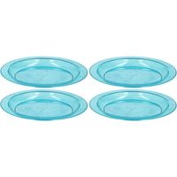 4x Ontbijtbordje blauw 20 cm kinderservies van plastic/kunststof - thumbnail