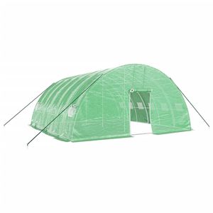 The Living Store Tuinkas Groen 6x6x2.85m - PE - Staal - 140 g/m² - Met 2 ritsen - Montage vereist