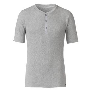 T-shirt van bio-katoen met knoopsluiting, grijs-gemêleerd Maat: XXL