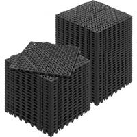 VEVOR in elkaar grijpende tegels 50 stuks vloertegels drainage vloertegels, vloertegels 30 x 30 cm buiten vierkante vloertegels terras PVC vloertegels badkamer, toilet, zwart