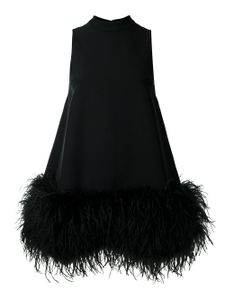 Rachel Gilbert robe courte Linc bordée de plumes - Noir
