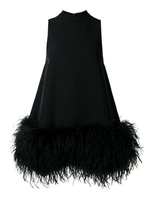 Rachel Gilbert robe courte Linc bordée de plumes - Noir