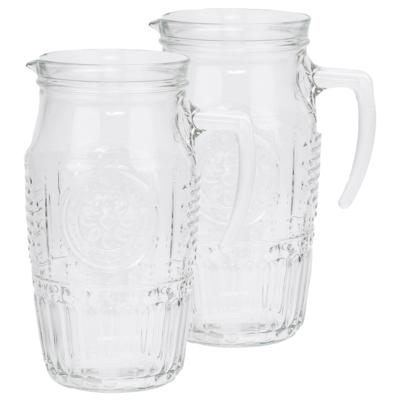 Bormioli Rocco schenkkan/waterkan - 2x stuks - Glas - zonder deksel - 1,8 liter - Sapkan