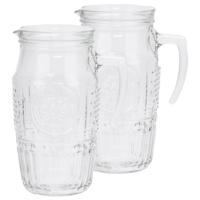 Bormioli Rocco schenkkan/waterkan - 2x stuks - Glas - zonder deksel - 1,8 liter - Sapkan
