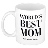 Worlds best mom cadeau koffiemok / theebeker wit 330 ml - Cadeau mokken / Moederdag - thumbnail