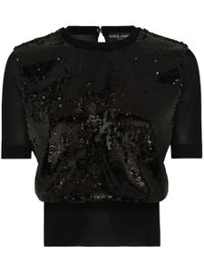 Dolce & Gabbana sequin-embellished short-sleeve top - Noir