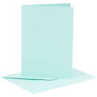 Kaarten en enveloppen, afmeting kaart 10,5x15 cm, afmeting envelop 11,5x16,5 cm, 110+220 gr, lichtblauw, 6 set/ 1 doos