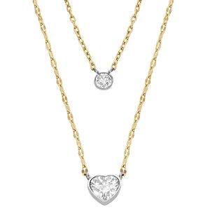 Fossil JF04357998 Ketting Sadie staal-zirconia goud-en zilverkleurig-wit 36-41 cm