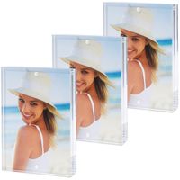 3x stuks acryl fotolijst transparant met magnetisch frame geschikt voor een foto van 10 x 15 cm