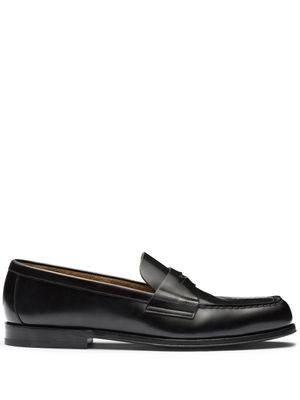 Prada mocassins en cuir à plaque logo - Noir