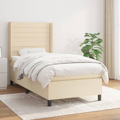 Boxspring met matras stof crèmekleurig 100x200 cm