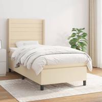 Boxspring met matras stof crèmekleurig 100x200 cm