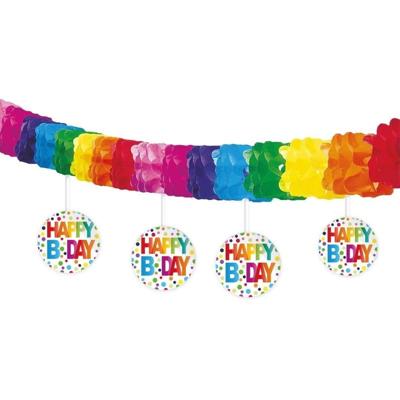 Set van 2x stuks verjaardag feest slinger - happy b-day - 4 meter - papier/karton - versiering
