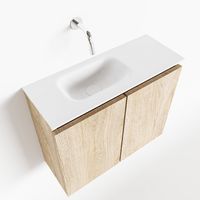 Toiletmeubel Mondiaz Ture | 60 cm | Meubelkleur Washed oak | Eden wastafel Talc Links | Zonder kraangat