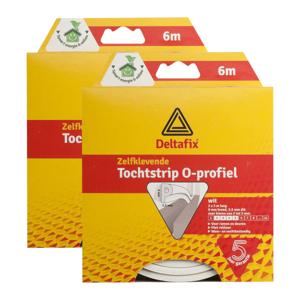 2x tochtstrip - tochtwering - wit - zelfklevend - o-profiel - 6 m x 9 mm x 6 mm