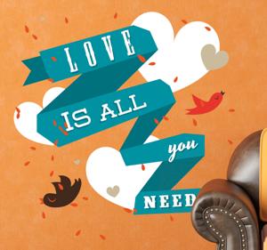 Sticker tekst Love Is All You Need