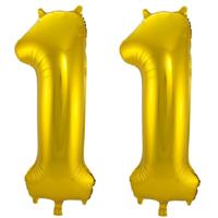 Folat Verjaardag Leeftijd folieballon - 11 jaar - goud - 86 cm - cijferballon groot