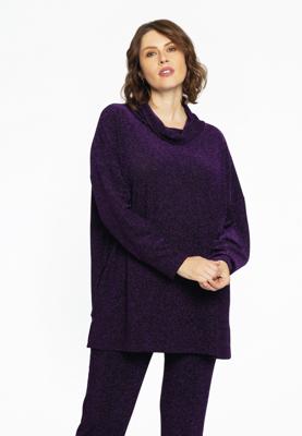Yoek Trui met turtle neck LUREX | Paars | Maat 42/44