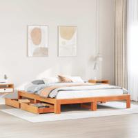 Bedframe zonder matras massief grenenhout wasbruin 180x200 cm