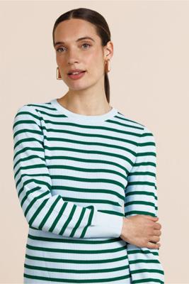 Luna rib pullover - light blue/grass green - 13780
