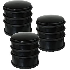 3x Stuks ronde deurstopper zwart 7 x 7,5 cm van metaal